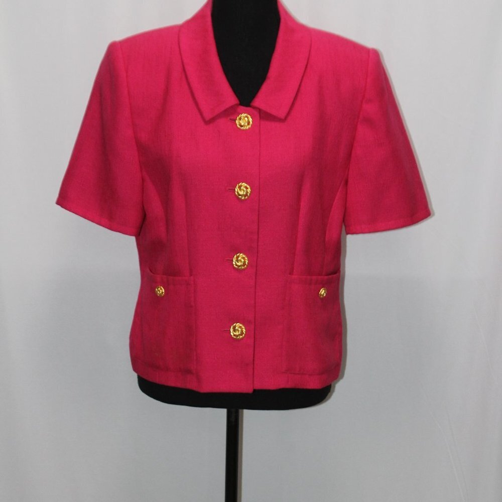 Karen Scott Bright Pink Short Sleeve Suit Jacket